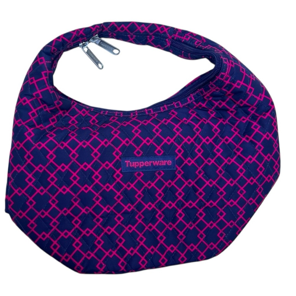 Tupperware Trendsetter Lunch Bag‎ Geometric Pink and Navy